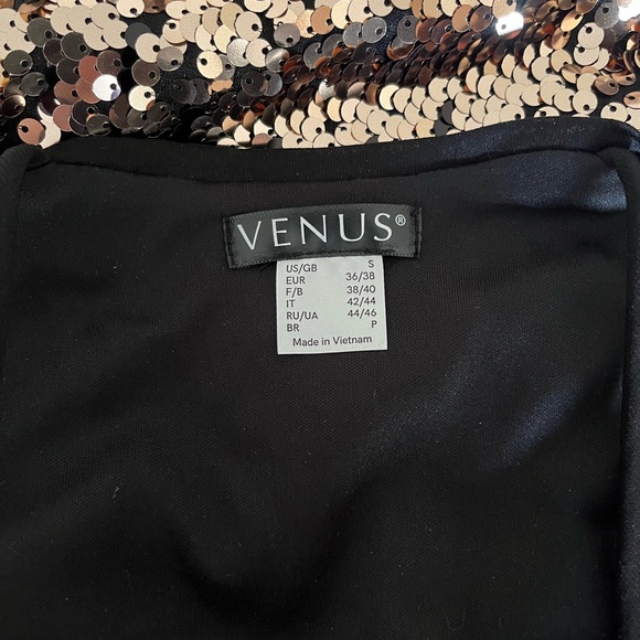 NWT S Venus sequin dress multicolor sequin black gold plumb strap prom d… - Picture 6 of 6